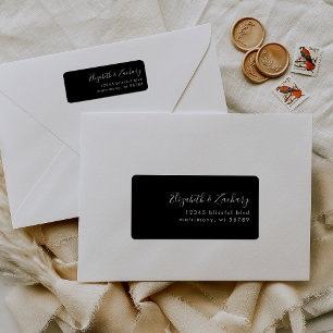 Modern Black and White Script Return Address