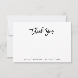 Modern Black and White Script Thank You Card
