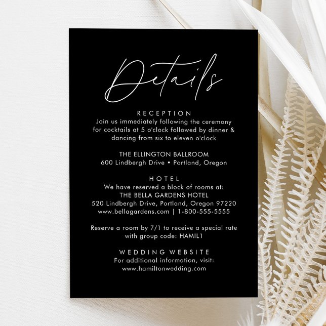 Modern Black and White Script Wedding Details Enclosure Card (Creator Uploaded)