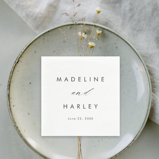 Modern Black and White Script Wedding Napkin (Creator Uploaded)
