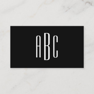 Modern Black and White Simple 3 Letter Monogram Business Card