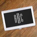 Modern Black and White Simple 3 Letter Monogram Business Card Holder<br><div class="desc">Modern black and white First Last Middle name style three letter monogram design in a stylish bold all caps font. 
Customize the background colour to match your business cards. 
Minimalist monogram design for him.</div>