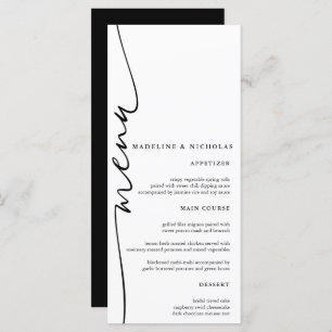 Modern Black And White Simple Calligraphy Wedding Menu