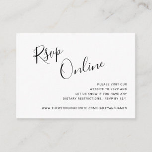 Modern Black and White Simple RSVP Online Wedding Enclosure Card