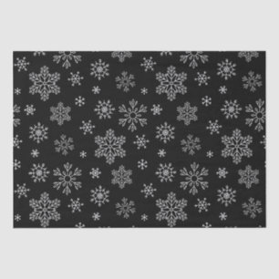 Modern Black and White Snowflake Pattern Tissue Paper