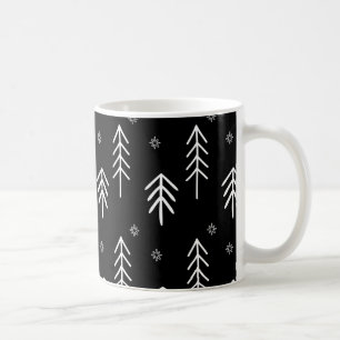 Modern Black and White Snowflakes Pattern Coffee M Coffee Mug