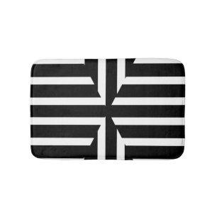 Modern black and white solid stripes bath mat