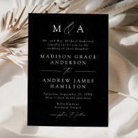 Modern Black and White Speckled Monogram Wedding