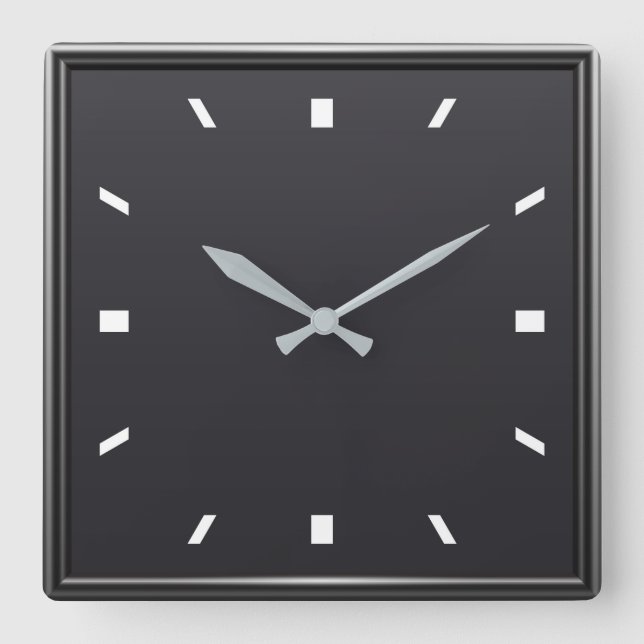 Modern black and white  square wall clock (Front)