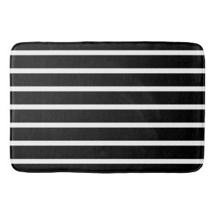 Modern Black and White Stripe Bath Mat