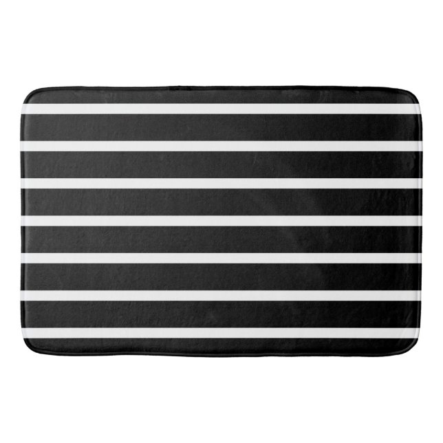 Modern Black and White Stripe  Bath Mat (Front)
