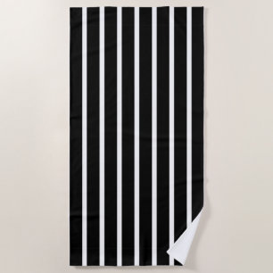 Modern Black and White Stripe  Beach Towel