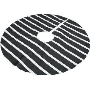 Modern Black and White Stripe  Brushed Polyester Tree Skirt