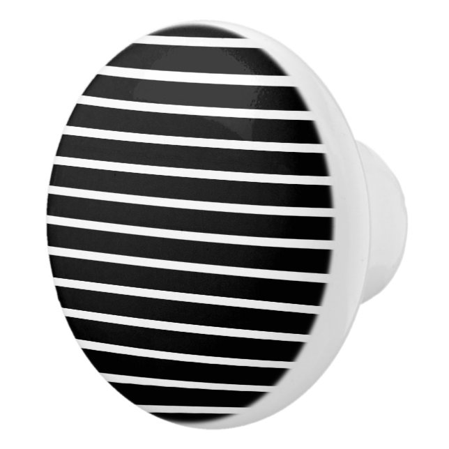 Modern Black and White Stripe  Ceramic Knob (Right)