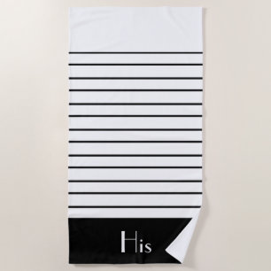 Modern Black and White Stripe Cozy Beach Towel