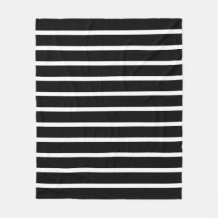 Modern Black and White Stripe  Fleece Blanket