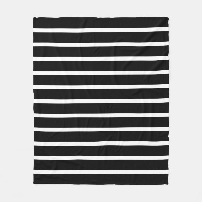 Modern Black and White Stripe  Fleece Blanket (Front)