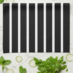 Modern Black and White Stripe Kitchen Towel