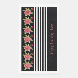 Modern Black And White Stripe Napkin