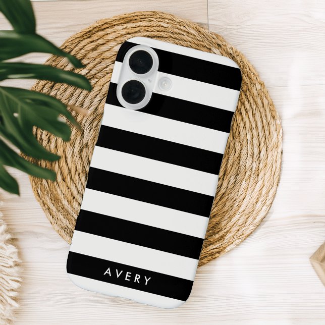 Modern Black and White Stripe Personalized Case (Creator Uploaded)