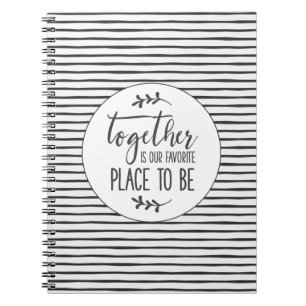 Modern Black and White Stripe Quote Notebook