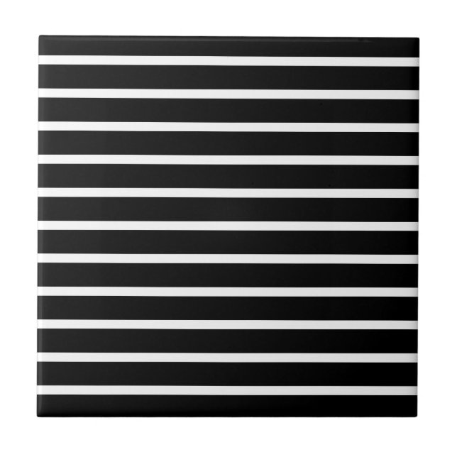 Modern Black and White Stripe  Tile (Front)