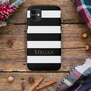 Modern Black and White Striped Pattern Custom iPhone 11 Case