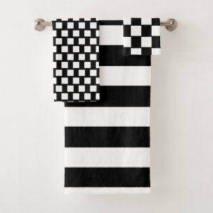 Modern Black and White stripes bathroom Bath Towel Set