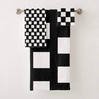 Modern Black and White stripes bathroom Bath Towel Set