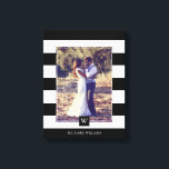 Modern Black and White Stripes Monogrammed Photo Canvas Print<br><div class="desc">Modern black and white stripes frame photo canvas. Personalize it with your wedding date,  family name,  or any text of your choice for a beautiful and unique piece of wall art.</div>