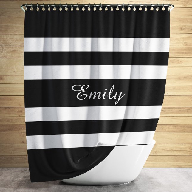 Modern Black And White Stripes Pattern (Modern Black And White Stripes Pattern Shower Curtain)