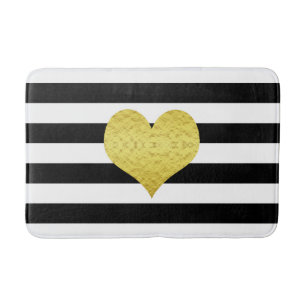 Modern Black And White Stripes Pattern Bath Mat