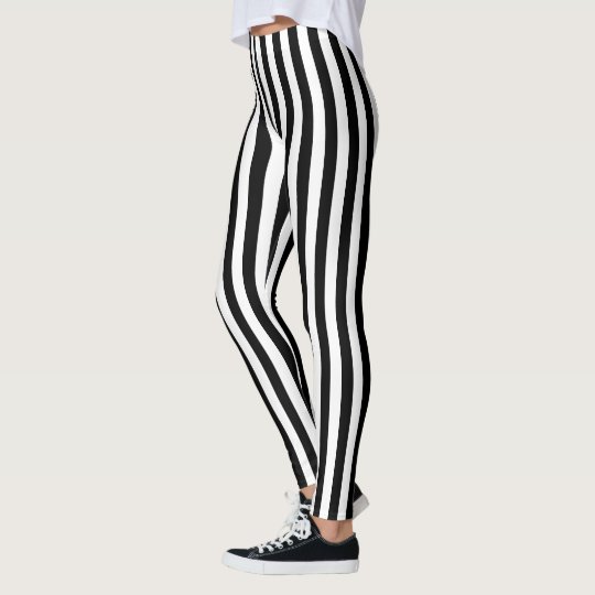 Modern black and white stripes pattern leggings