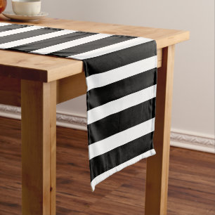 Modern Black And White Stripes Pattern  Short Table Runner