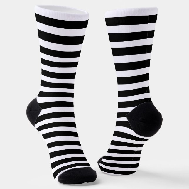 Modern Black and White Stripes Socks (Angled)