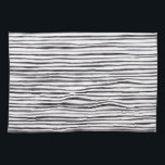 Modern Black and White Stripes Watercolor    Kitchen Towel<br><div class="desc">Simple and beautiful watercolor black stripes pattern</div>