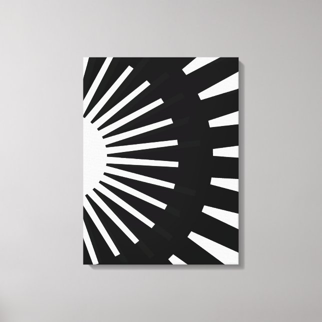 Modern Black and White Sun Contrast Art Canvas Print (Front)
