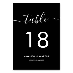 Modern Black and White Table Number Card