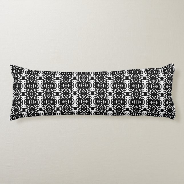 Modern Black and White Tao Sacred Geometry Body Pillow (Front)