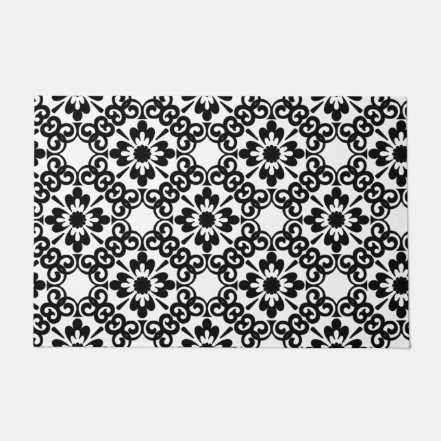 MODERN BLACK AND WHITE TILE DOORMAT (Front)