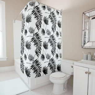 Modern Black and White Tropical Palm Leaves