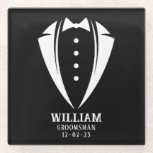Modern Black and White Tuxedo Groomsman Gift