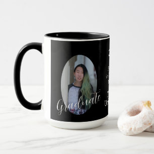 Modern Black and White Two Photo Graduate Mug