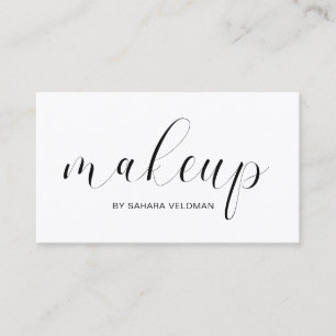 Modern Black and White Typography Makeup Artist Business Card