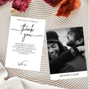 Modern Black and white Typography Photo thank you  Card