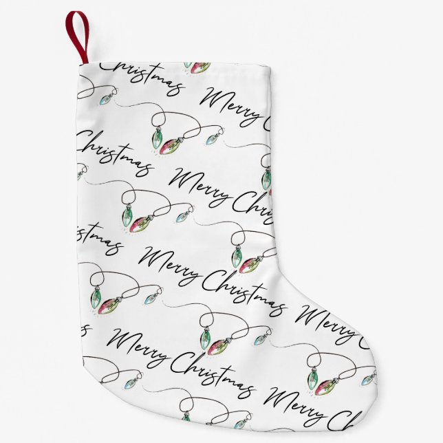 Modern Black and White Typography Small Christmas Stocking (Front)