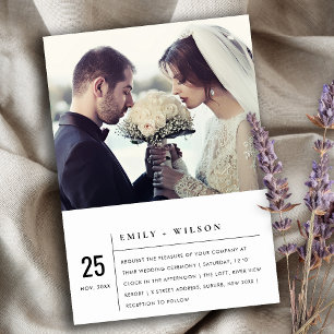 MODERN BLACK AND WHITE TYPOGRAPHY WEDDING PHOTO INVITATION