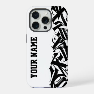 Modern Black and White Urban Calligraphy Custom Na iPhone 15 Pro Case