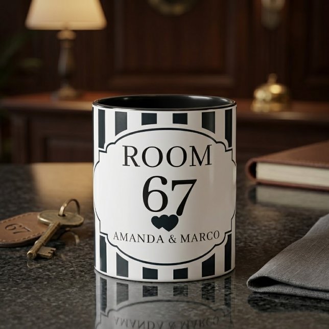Modern Black and White Vertical Stripe Custom Mug (Creator Uploaded)