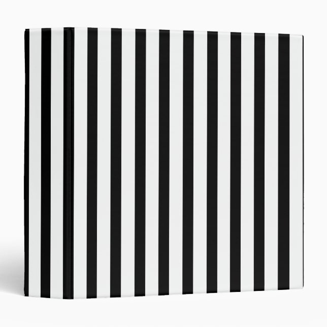Modern black and white vertical stripes pattern binder (Front/Spine)